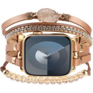 NEW Brown Boho Stone Leather Apple Watch Band